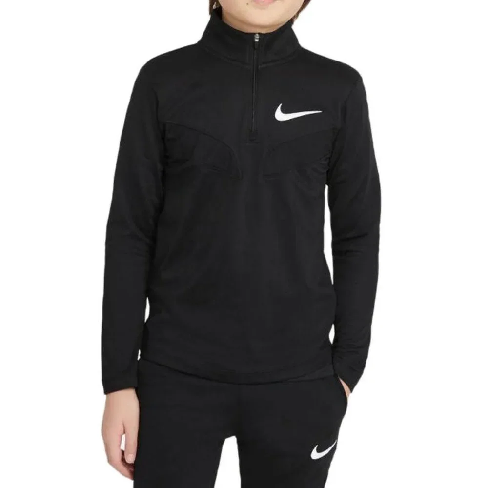 Nike Dri-Fit Poly 1/4 Zip Boys Black Long Sleeve, Size S Boys